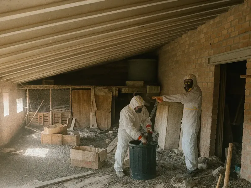 Técnicos con trajes de protección realizando limpieza integral
