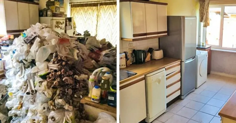 Cocina Barcelona antes después limpieza síndrome Diógenes profesional